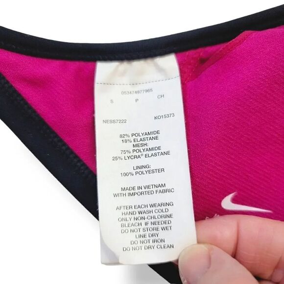 Nike Electrify Sport High-Neck Bikini Swim Top in Fuschia Stripe Size Small - Picture 9 of 12
